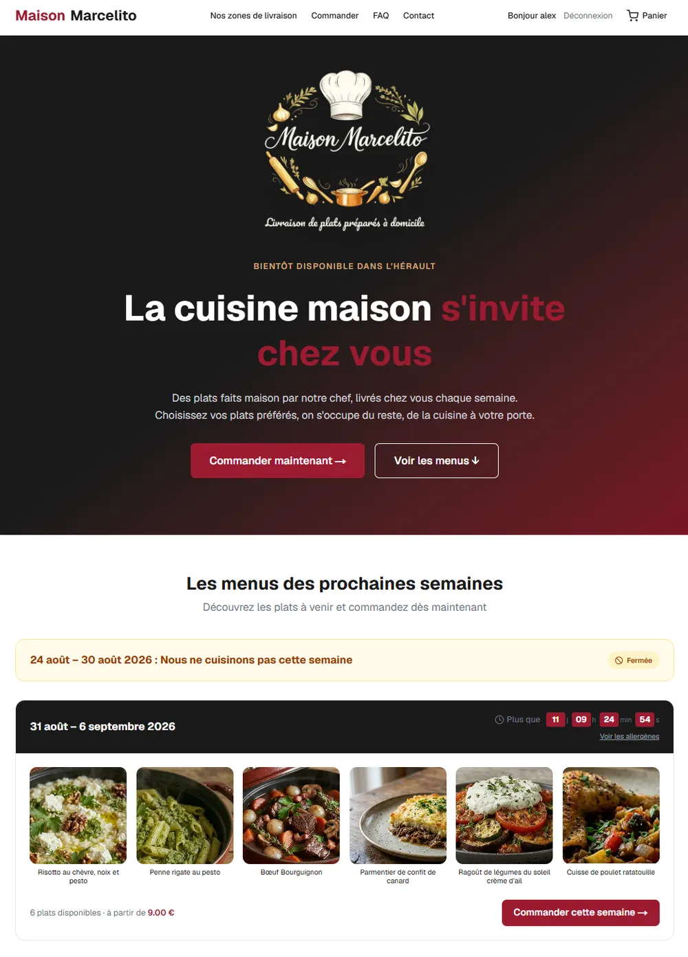 Réalisation pour Maison Marcelito, secteur Livraison de plats cuisinés